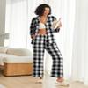 Ekouaer Womens Pajama Sets 2 Piece Cotton Plaid Pjs Long Sleeve Sleepwear Button Down Lounge Set with Pockets view 3