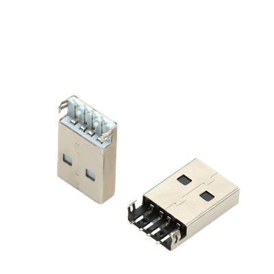 100Pcs USB 2.0 Male A Type 4Pins SMD 180 Degree SMT Male USB Connectors Sink Plate Type Black/White (Color : White)