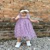 AGQT Baby Girls Tutu Dress Sleeveless Kids Tulle Birthday Party Dresses Casual Playwear Tunic Babydoll Dress Purple Flower Size 18-24 Months view 2