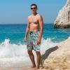 70s 80s Bilayer Shorts for Men - 90s Summer Party Hawaiian Beach Disco Shorts (US, Alpha, Small, Regular, Regular, 80s 90s Blue) view 3