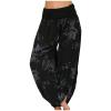 NineFit Basics High Waist Smocked Elastic Boho Harem Yoga Pants - Loose Fit Fitness for Ladies Workout Track - Bohemian Hippy Chic Hippie Jumpsuit, XX-Large, 4-Black view 1