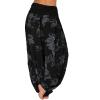 NineFit Basics High Waist Smocked Elastic Boho Harem Yoga Pants - Loose Fit Fitness for Ladies Workout Track - Bohemian Hippy Chic Hippie Jumpsuit, XX-Large, 4-Black view 3