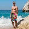 70s 80s Bilayer Shorts for Men - 90s Summer Party Hawaiian Beach Disco Shorts (US, Alpha, XX-Large, Regular, Regular, 80s 90s Neon Pink) view 3