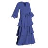 Kids Abayas Dress for Girls Muslim Dress with Hijab Chiffon Layered Islam Kaftan Robe Open Front (Blue, 9-10 Years) view 2
