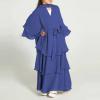 Kids Abayas Dress for Girls Muslim Dress with Hijab Chiffon Layered Islam Kaftan Robe Open Front (Blue, 9-10 Years) view 3
