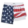 maamgic 7 Inch Mens Swim Trunks with Compression Liner Board Shorts with Zippered Pocket Bathing Suit for Beach Vacation United States Flag Splicing Medium view 1