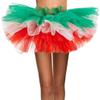 WDPL Women's Mini Ballet Halloween Tutu Costume Tulle Skirt Green White Red Medium view 1
