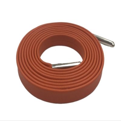 Lace Flat Business Boot Shoelaces Metal Tips Cord PU Leather Shoe Laces (Color : 1228 Orange Silver, Size : 120cm)