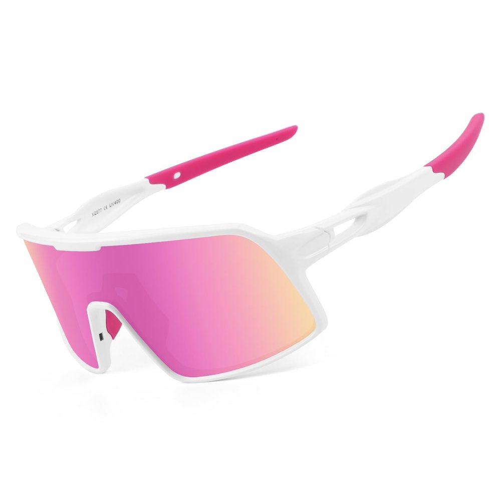 BangLong Polarized Cycling Glasses Sports Sunglasses, UV400 Protection, Men Women Running Fishing Driving Baseball Glasses (Pink)