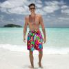 70s 80s Bilayer Shorts for Men - 90s Summer Party Hawaiian Beach Disco Shorts (US, Alpha, Small, Regular, Regular, 80s 90s Neon Pink) view 2