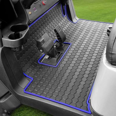 Club Car Precedent Floor Mat, Full Coverage Golf Cart Floor Mat Replacement for Precedent (2004-2023)/Onward & Tempo (2017-2023)/Villager & V4L (2019-2023) Blue Trim