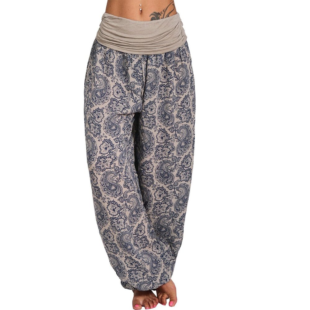 Women's Boho Pants Harem Hippie Yoga Gypsy Beach Palazzo Indian Pants Hippie Harem Baggy Loose Fit Trouser Pants Smocked Waist Baggy Bohemian Boho Hippie Yoga Harem Pants