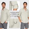 Anteef Mens Safari Shirts Long Sleeve UV Protection Hiking Fishing UPF 50+ Quick Dry Camping Travel Shirts(5052 Light Khaki 3XL) view 3