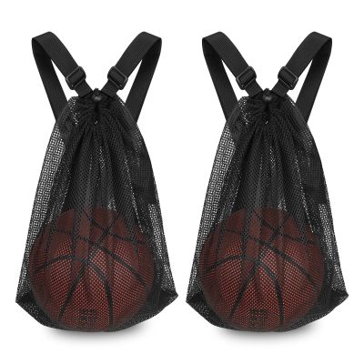 Mordx 2pcs Basketball Bag 15 * 20 inch Sports Single Ball Bag Drawstring Mesh Backpack, for Carrying Soccer Volleyball Baseball football Carrier Single Outdoor Sports Equipment