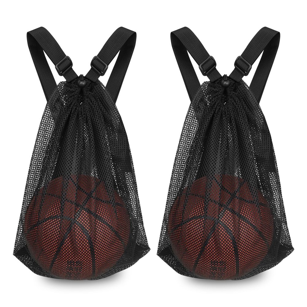 Mordx 2pcs Basketball Bag 15 * 20 inch Sports Single Ball Bag Drawstring Mesh Backpack, for Carrying Soccer Volleyball Baseball football Carrier Single Outdoor Sports Equipment