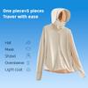 Wizhibr Women's UPF 50+ Sun Protection Jacket Lightweight Cool UV Shirt Long Sleeve with Hoodie Brim Thumb Hole Running view 2