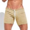 Men's Casual Shorts Knit Workout Attire Elastic Waist Drawstring Workout Running Jogging Summer Beach Sweat Shorts Athletic Pajama Jogger Gym Basketball Shorts with Pockets Khaki view 2