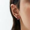 GLOQUAT Silver Plated Red Cubic Zirconia Hoop Earring for Women Sterling Silver Post Ruby Red Round Huggies for Women Hypoallergenic Trendy Jewelry for Birthday Anniversary Wedding Earring view 4