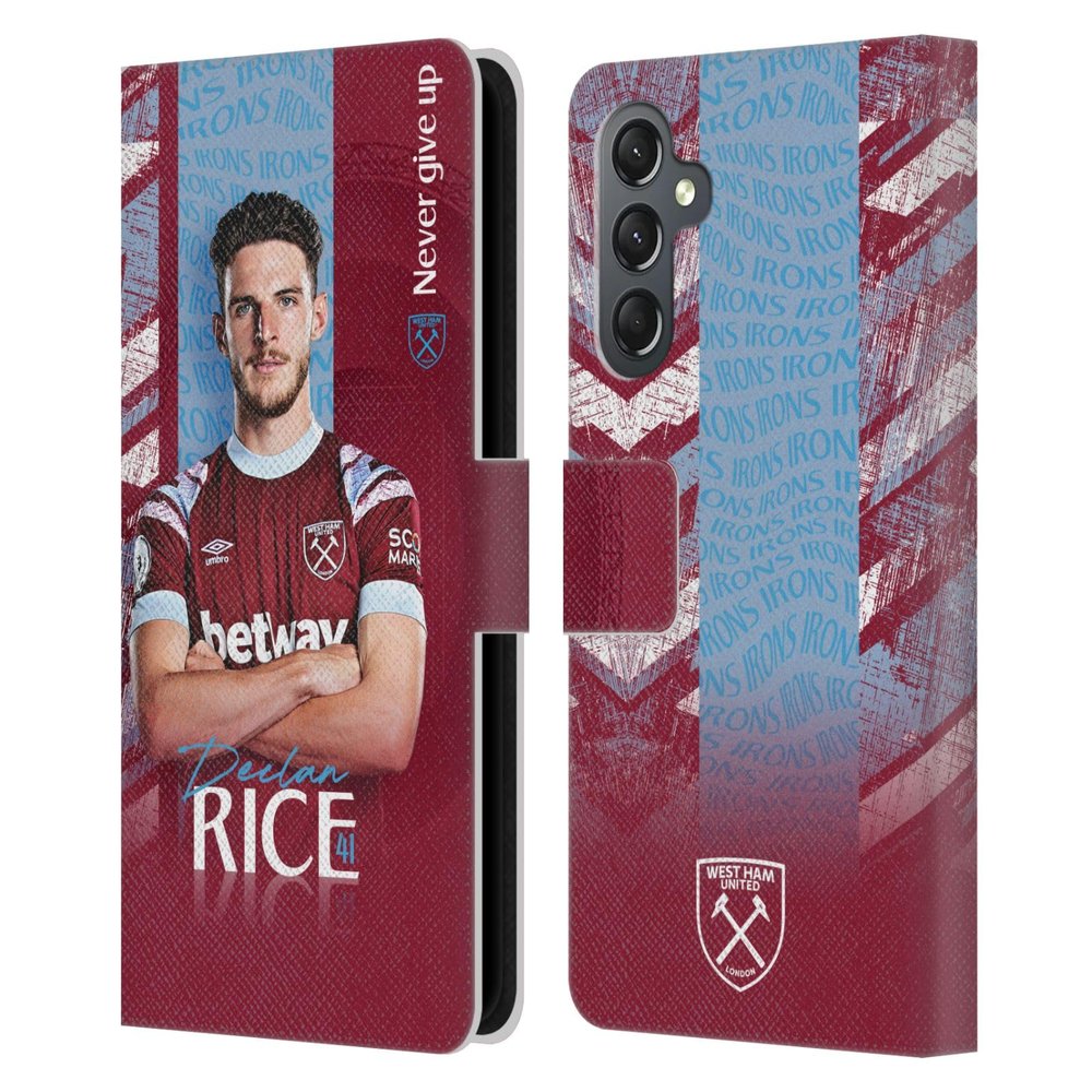 Head Case Designs Officially Licensed West Ham United FC Declan Rice 2022/23 First Team Leather Wallet Case Compatible with Samsung Galaxy A25 5G