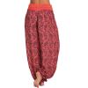 Women's Smocked Waist Boho Flowy Yoga Harem Pants Hippie Clothes Black Boho Harem Pants Women Smocked Pants for Women Breathable Soft Harem Casual Pants with Pockets view 2