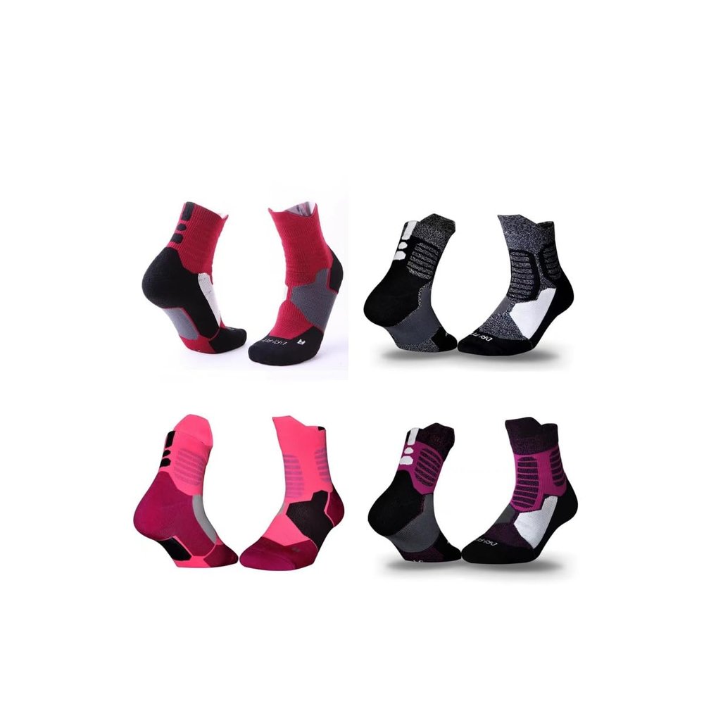 Castrap Outdoor Mountaineering Reinforced Shock Towel Sports Socks,Cycling Running Basketball Socks (4Pairs,One Size)