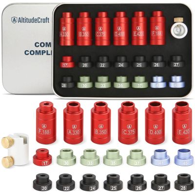AltitudeCraft Bullet and Headspace Gauge Comparator Kit with 14 Inserts and 6 Bushings, Reloading Supplies and Equipment and Reloading Tool with Tin Box, Anodized Aluminum