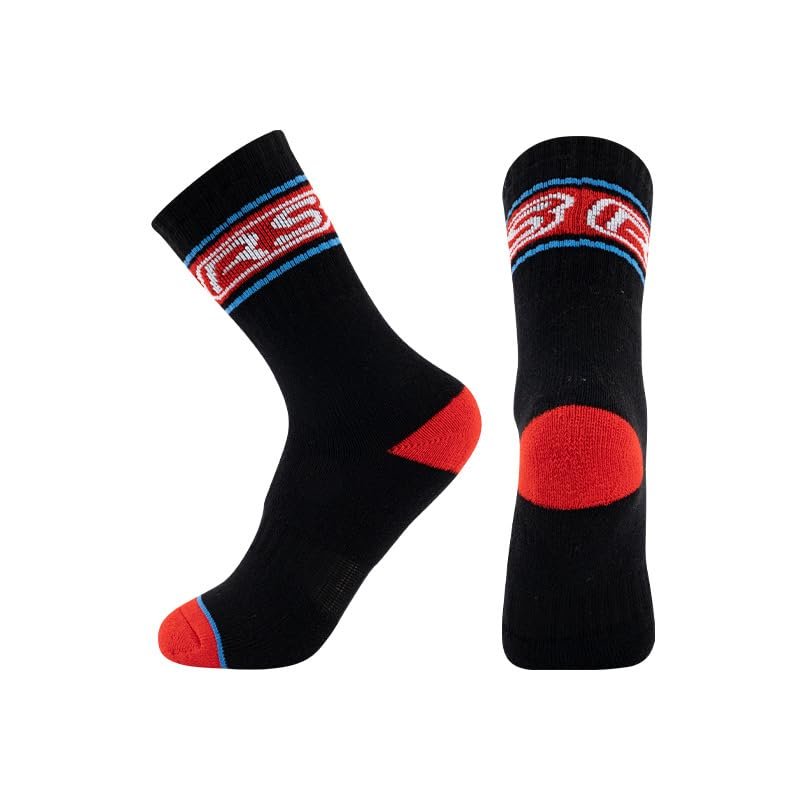 Castrap Speed Skating Socks,Sweat Absorbing, Anti Slip, Wear-resistant Roller Skating Socks (Bk/Rd,4-7Y)