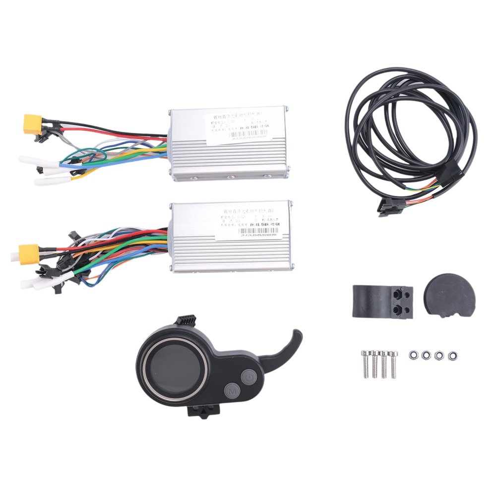 Srutueo 52V 25A 1200-1600W JP Brushless Motor Controller with LCD Display Panel for Electric Bike Scooter Stall Speed Controller, Black&Silver