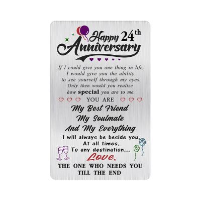 Alotozo 24 Year Wedding Anniversary Card - Happy 24th Wedding Anniversary Cards Gifts for Husband Wife - 24 Years Anniversary Card for Him Her