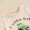Frietlebird Toddler Baby Boy Summer Clothes Short Sleeve Letter Print Shirt with Elastic Waist Shorts Set Summer Outfit(M-Beige Tractor,2-3T) view 3