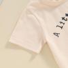 Frietlebird Toddler Baby Boy Summer Clothes Short Sleeve Letter Print Shirt with Elastic Waist Shorts Set Summer Outfit(M-Beige Tractor,2-3T) view 4