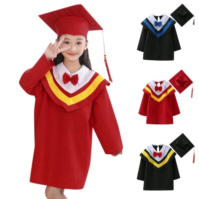 KAGAYD Kindergarten Graduation Cap Gown 2024 Preschool Graduation Gown Cap Set with 2024 Tassel (Blue, 3-4 Years)