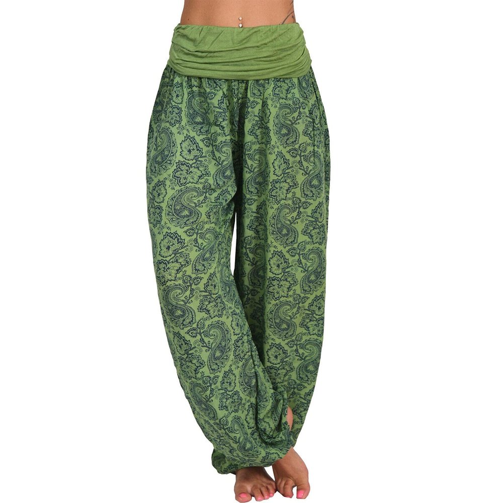 Harem Pants for Women High Waisted Wide Leg Yoga Capris Crop Pants Sweatpants with Pockets Linen Pants Wide Leg High Elastic Waisted Drawstring Boho Beach Harem Pants