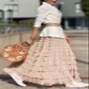 Flygo Women's Long Maxi Tulle Skirts A Line Ruffle High Waisted Tiered Layered Mesh Tutu Skirt Petticoat(Champagne-S) view 2