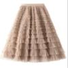 Flygo Women's Long Maxi Tulle Skirts A Line Ruffle High Waisted Tiered Layered Mesh Tutu Skirt Petticoat(Champagne-S) view 4