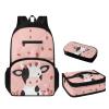 Flashideas Strawberry Cow 3 Piece School Backpack Set with Lunch Box Pencil Case School Backpacks Kids Backpack for Girls for Girl Kid Students Elementary School view 1