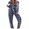Ekouaer Womens Pajama Sets 2 Piece Cotton Plaid Pjs Long Sleeve Sleepwear Button Down Lounge Set with Pockets view 1