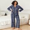 Ekouaer Womens Pajama Sets 2 Piece Cotton Plaid Pjs Long Sleeve Sleepwear Button Down Lounge Set with Pockets view 2