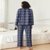 Ekouaer Womens Pajama Sets 2 Piece Cotton Plaid Pjs Long Sleeve Sleepwear Button Down Lounge Set with Pockets view 4
