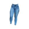 2023 European and American Sexy Zipper Women's Trousers with Pockets Worn White to Make Old Fashion (Light Blue, XL) view 3
