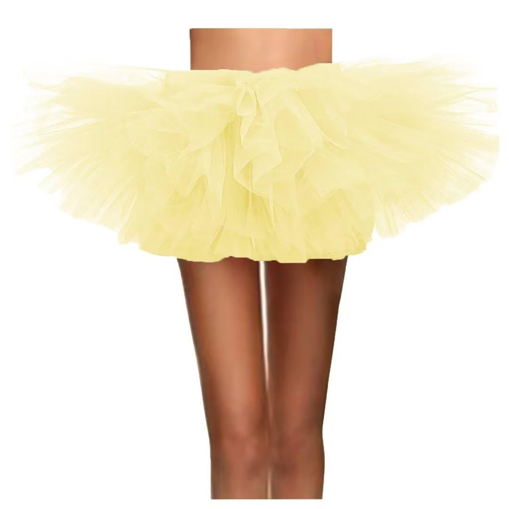 WDPL Women's Mini Ballet Halloween Tutu Costume Tulle Skirt Light Yellow X-Large