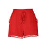 Women's Casual Elastic Waist Running Shorts High Waisted Drawstring Workout Gym Quick Dry Hiking Shorts with Pockets Red view 3