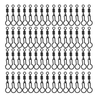 HERCHR Fishing Swivels, 60 pcs 2.8cm/1.1in Stainless Steel Fishing Snap Carp Rolling Barrel Swivels Quick Connect Swivels Fishing Tackle Accessories