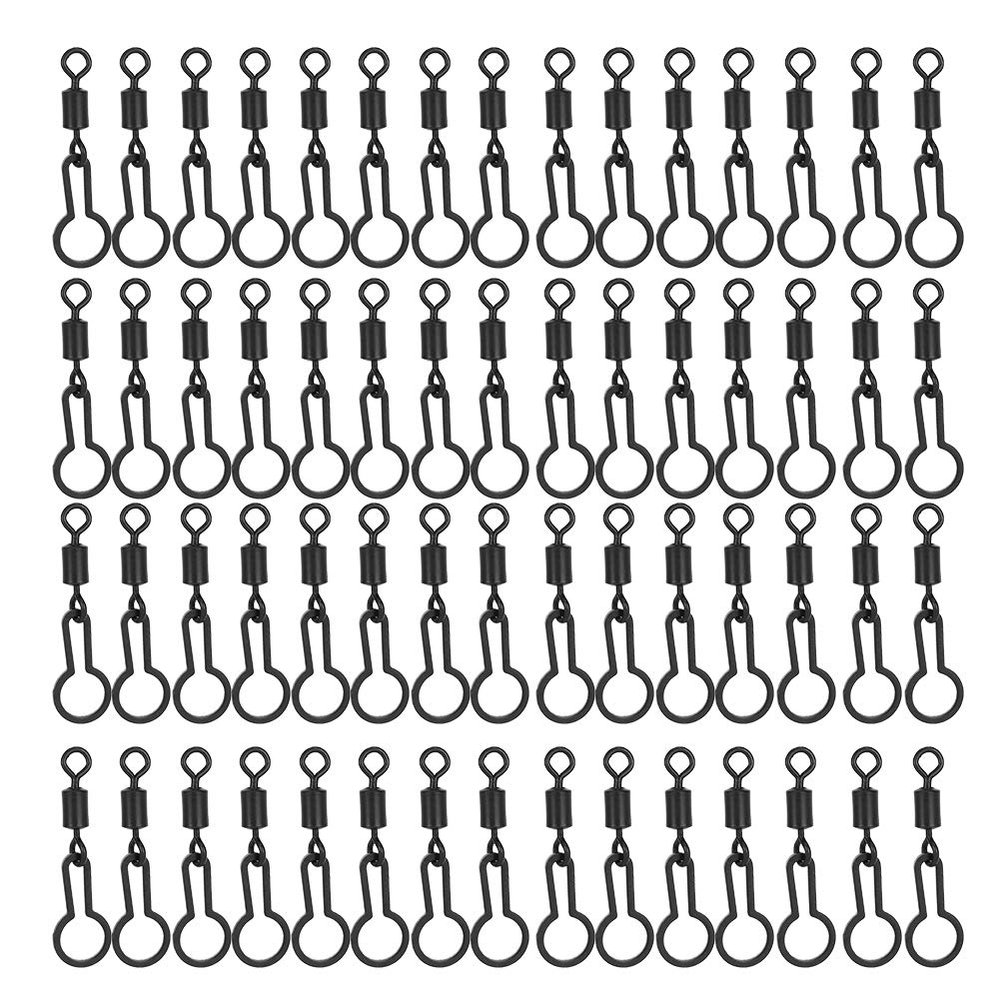 HERCHR Fishing Swivels, 60 pcs 2.8cm/1.1in Stainless Steel Fishing Snap Carp Rolling Barrel Swivels Quick Connect Swivels Fishing Tackle Accessories