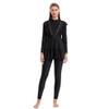 IDOPIP Modest Muslim Swimsuit for Women Long Sleeve Rash Guard Burkini Beachwear Full Cover Bathing Suit Sun Protection Swimming Suit UPF 50+ Conservative Islamic Swimwear with Hijab Cap Black L view 3