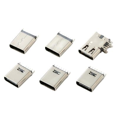 100pcs Type-C 6P Vertical Plug Socket 6.5mm/6.8MM/10/10.5MM Straight Plug Fast Charge 3.1 high-Speed DIP USB Type C Female Port (Color : H 6.5MM)