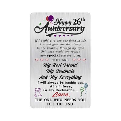 Alotozo 26 Year Wedding Anniversary Card - Happy 26th Wedding Anniversary Cards Gifts for Husband Wife - 26 Years Anniversary Card for Him Her