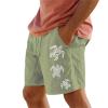 NineFit Basics Men's Linen Capri Pants 2024 Funny Print Short Pants Cotton Hiking Shorts Casual Lightweight 3/4 Baggy Pants Drawstring Elastic Waist Beach Yoga Pants with Pockets Green, X-Large view 1