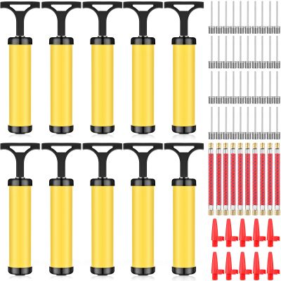 Reginary 10 Pcs Ball Pump for Sports Balls Pump with Needle and Extension Hose Bulk for Basketball Football Soccer Volleyball(Yellow,Hollow Style)