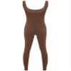 Sxiwei Mens Footless Tank Top Bodysuits Stretchy Ribbed Jumpsuits Striped Unitard Full Body Shaper Brown XX-Large view 4